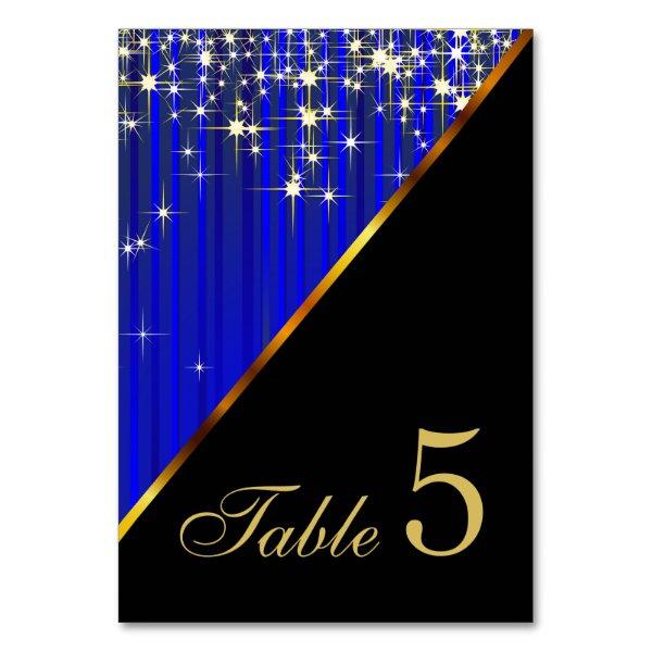 Sparkling Blue Star Lights Table Number
