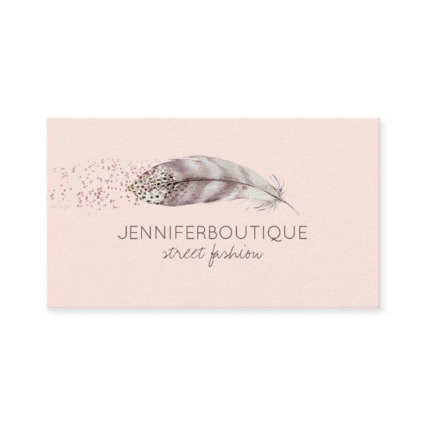 Sparkling Boho Girly blush pink Feather