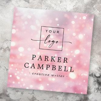 Sparkling glitter lights pink logo chic square