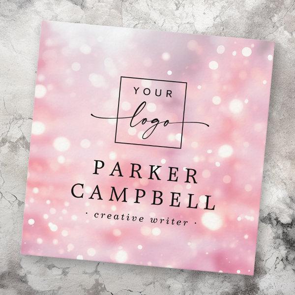 Sparkling glitter lights pink logo chic square