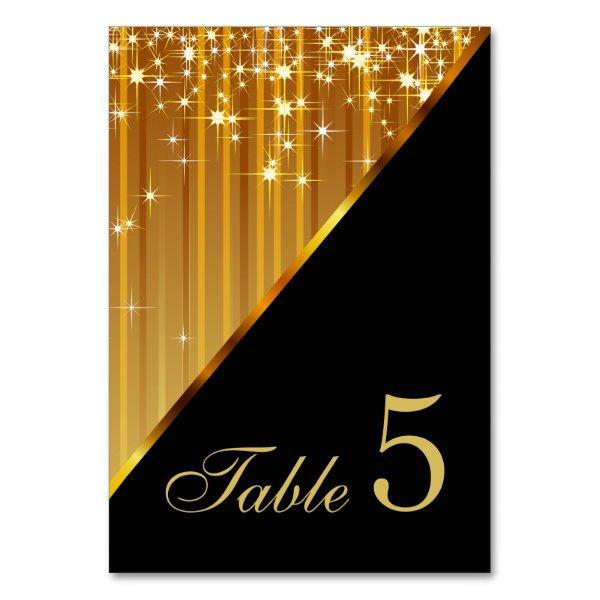 Sparkling Gold Star Lights Table Number