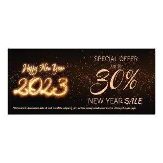 Sparkling Happy New Year 2023 Fireworks Discount Rack Card