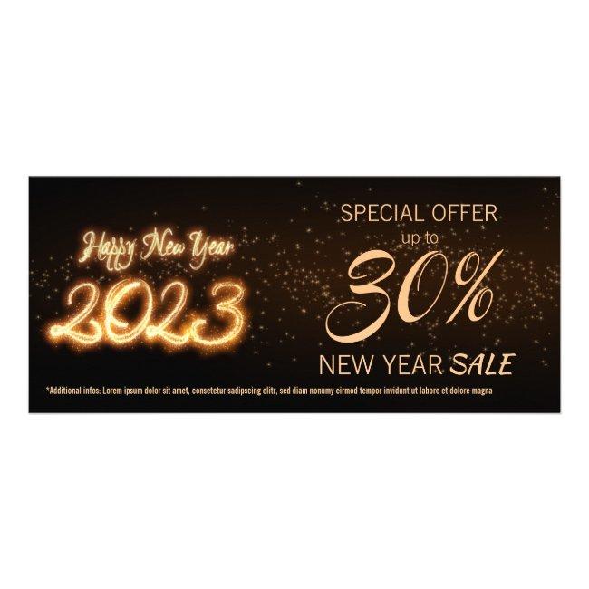 Sparkling Happy New Year 2023 Fireworks Discount Rack Card