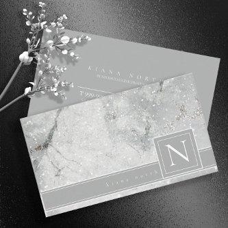 Sparkling Marble Monogram Neutral Gray Std ID672 B