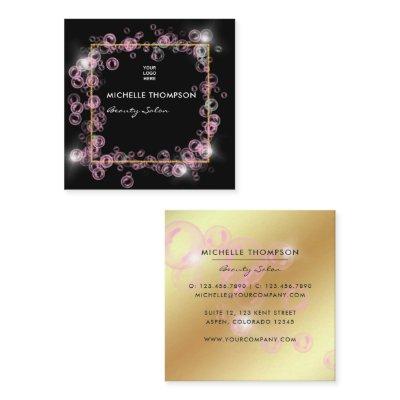 Sparkling Pink and Gold Soap Bubble Beauty Salon Square