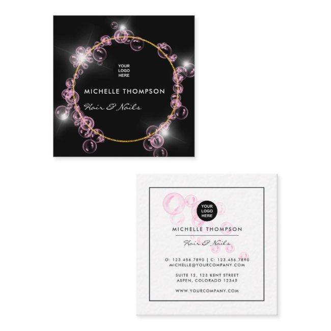 Sparkling Pink Soap Bubble Beauty Salon Square