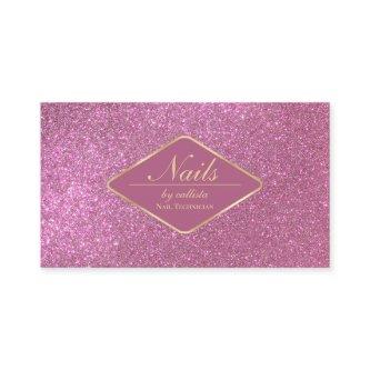 Sparkly Berry Pink Gold Glitter Makeup Nails Lash