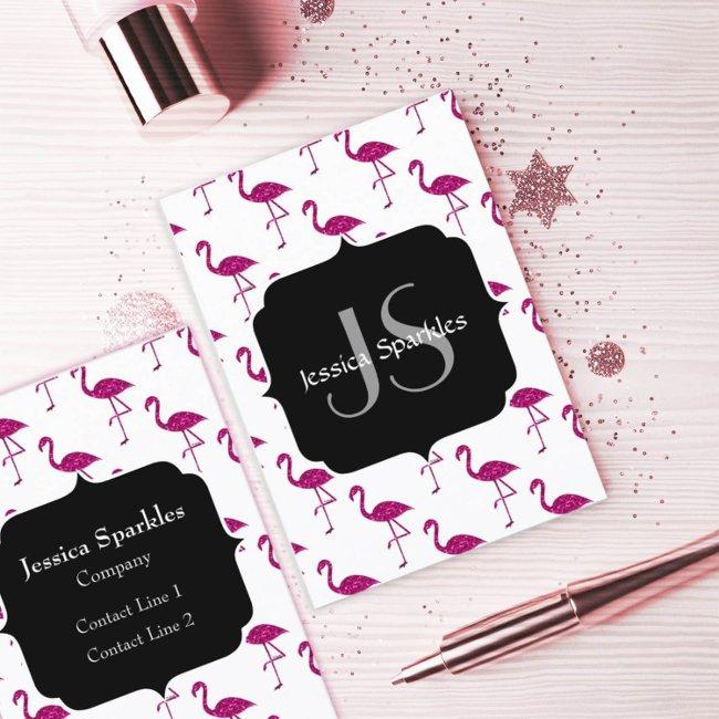 Sparkly flamingo Pink sparkles pattern Monogram