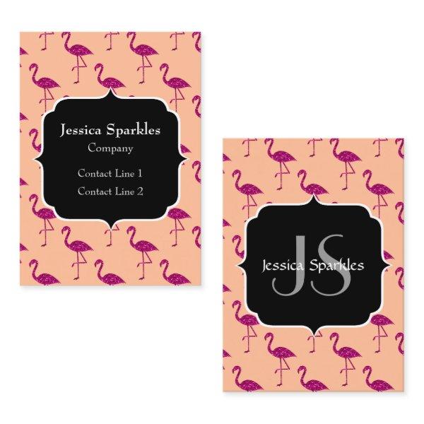 Sparkly flamingo Pink sparkles pattern Monogram