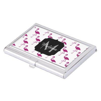 Sparkly flamingo Pink sparkles pattern Monogram Case For