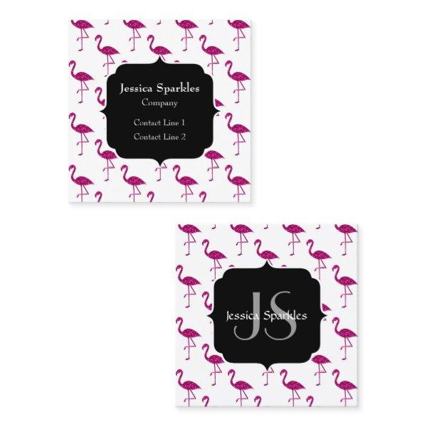 Sparkly flamingo Pink sparkles pattern Monogram Square