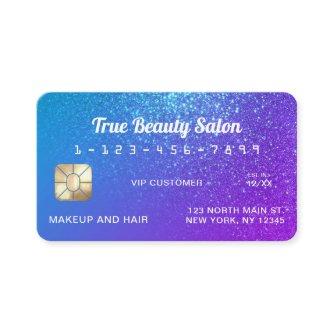 Sparkly Mermaid Purple Blue Glitter Credit Card