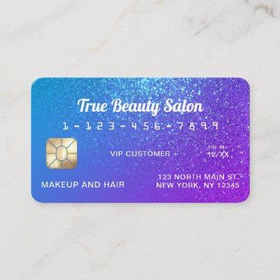 Sparkly Mermaid Purple Blue Glitter Credit Card