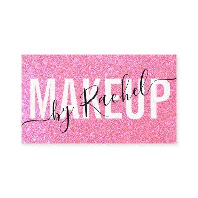 Sparkly Pink Glitter Typography Makeup Artist