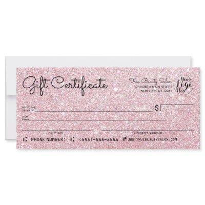 Sparkly Rose Gold Glitter Check Gift Certificate