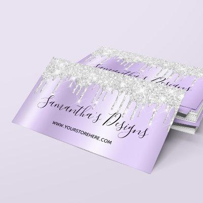 Sparkly Silver Glitter Drips Pale Lavender Ombre