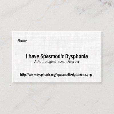 Spasmodic Dysphonia, A Neurological Voca... Busine