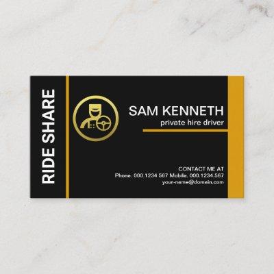 Special Black Yellow Lines Ride Share Driver
