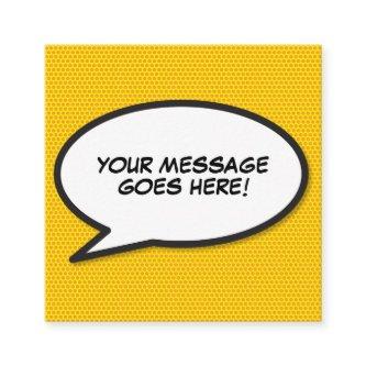 Speech Bubble Message Fun Retro Comic Book Square