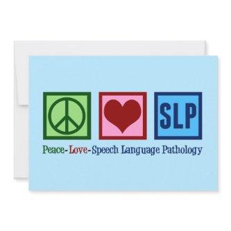 Speech Language Pathology Peace Love SLP Blue Holiday Card