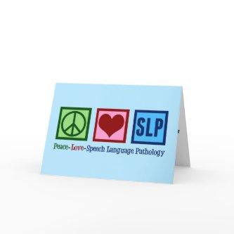 Speech Language Pathology Peace Love SLP Blue Holiday Card