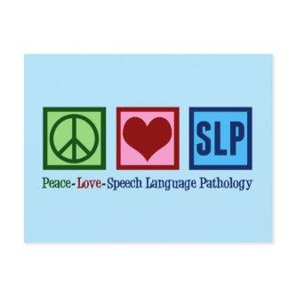Speech Language Pathology Peace Love SLP Blue Postcard