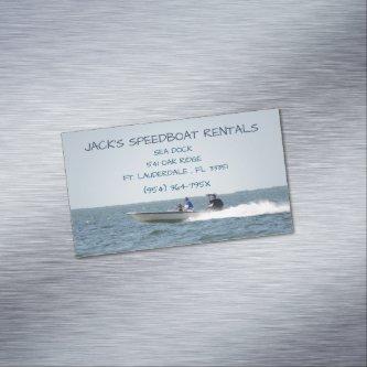 Speed boat on the open ocean  rental boat  magnet