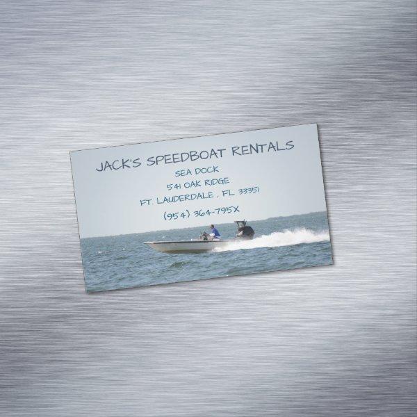 Speed boat on the open ocean  rental boat  magnet