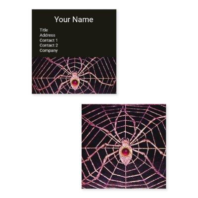 SPIDER AND WEB Pink Fuchsia Ruby Gemstone Black Square