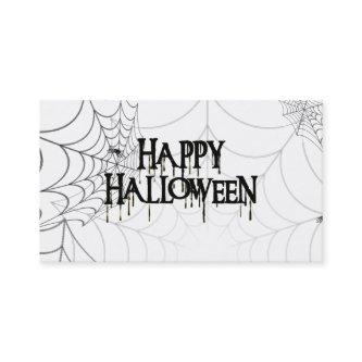 Spiderwebs And Happy Halloween Creepy Text
