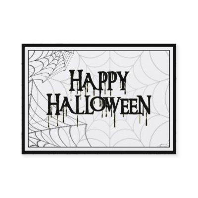 Spiderwebs And Happy Halloween Creepy Text