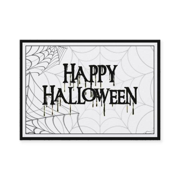 Spiderwebs And Happy Halloween Creepy Text