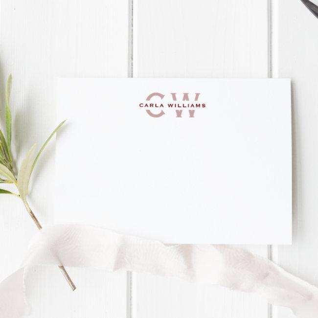 Split Monogram elegant formal note from red