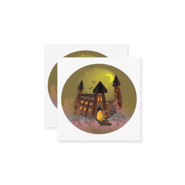 Spooky Halloween witch house and vampires castle  Square