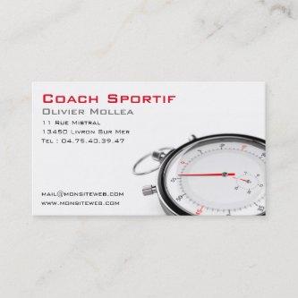 Sporting coach, calling card or trainer