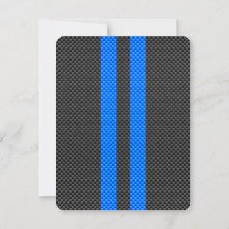 Sporty Blue Carbon Fiber Style Racing Stripes