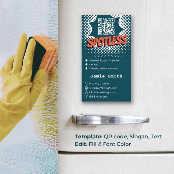 Spotless Blue: Custom House Cleaning QR-code  Magnet