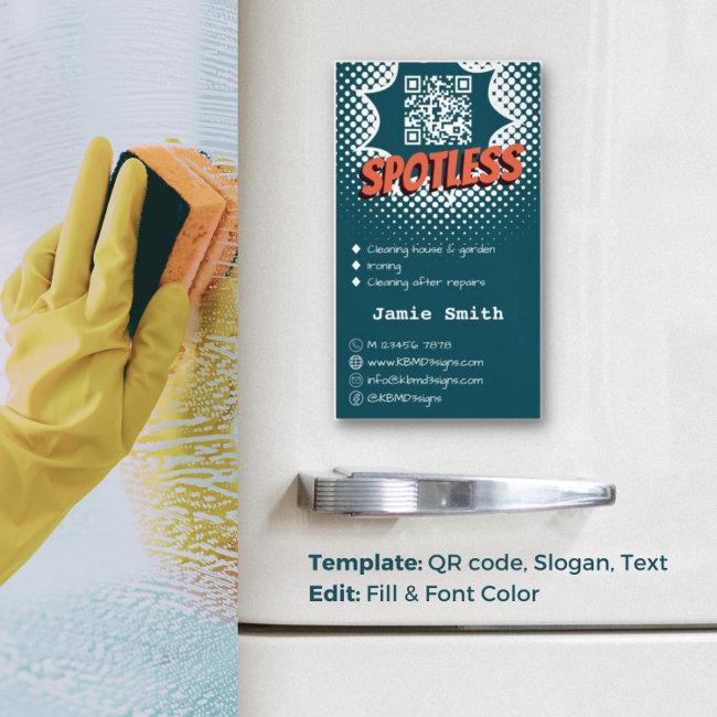 Spotless Blue: Custom House Cleaning QR-code Magnet
