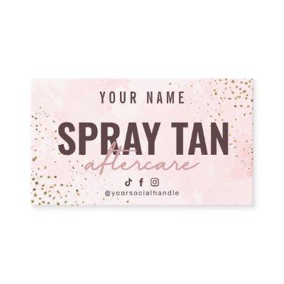Spray Tan Instruction Aftercare Card