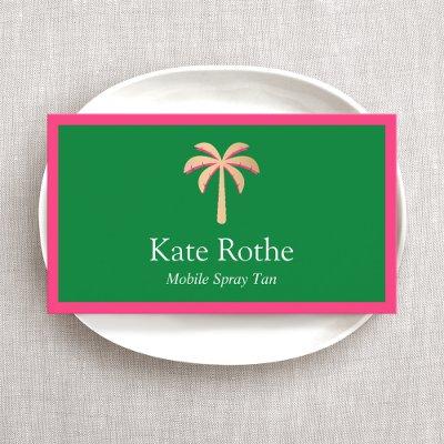 Spray Tan Tropical Gold Palm Tree Green Calling Card