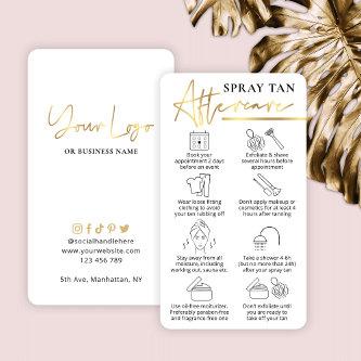 Spray Tanning Aftercare Guide White & Gold