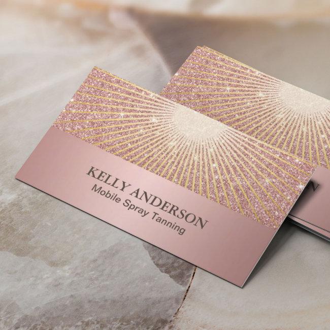 Spray Tanning Salon Modern Rose Gold Glow Glitter