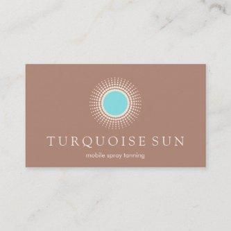 Spray Tanning Tan and Turquoise Sun Logo