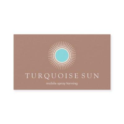 Spray Tanning Tan and Turquoise Sun Logo