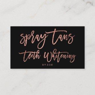 Spray tans logo teeth rose gold typography black