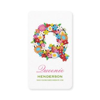 Spring Flowers Garden "Q" Monogram Profile Card