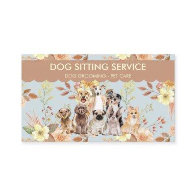 Spring Flowers Watercolor Dogs