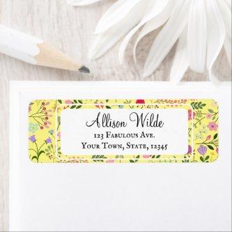 Spring for Wildflowers Floral Pattern Lemon Yellow Label