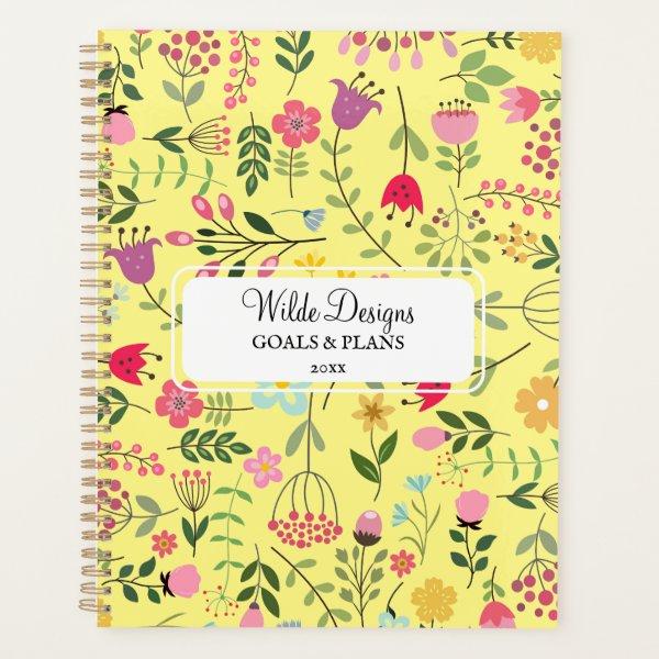 Spring for Wildflowers Floral Pattern Lemon Yellow Planner