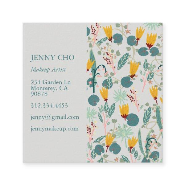 Spring Gardens Botanical Pattern Soft Gray Square